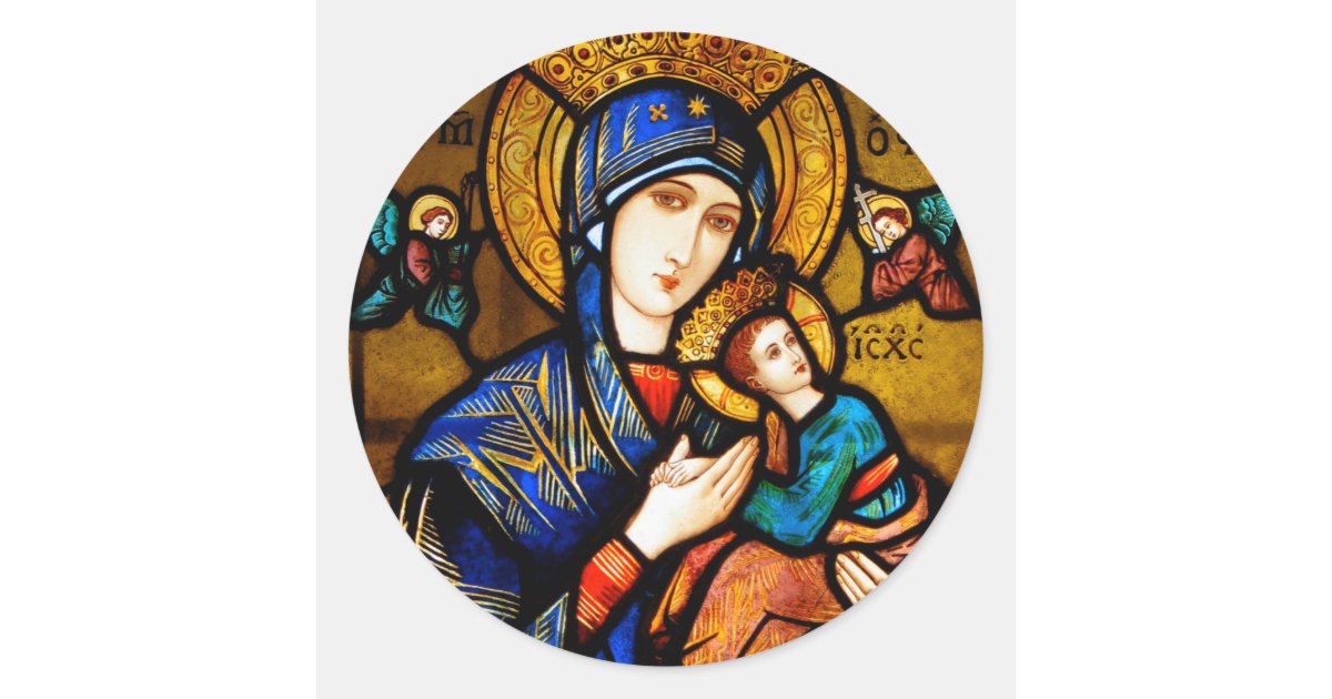 our lady of perpetual help classic round sticker | Zazzle