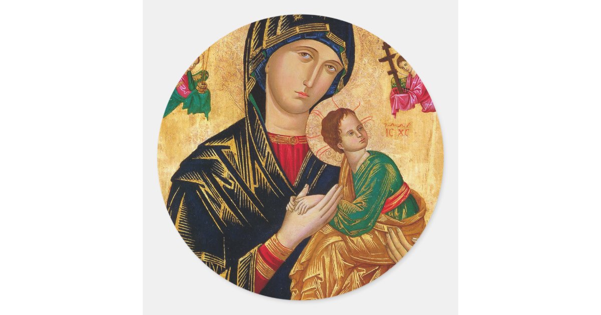 Our Lady of Perpetual Help Icon Virgin Mary Art Classic Round Sticker ...