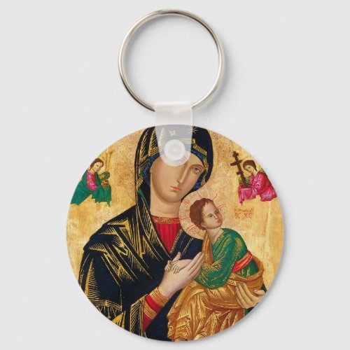 Our Lady of Perpetual Help Icon Virgin Mary Art Keychain