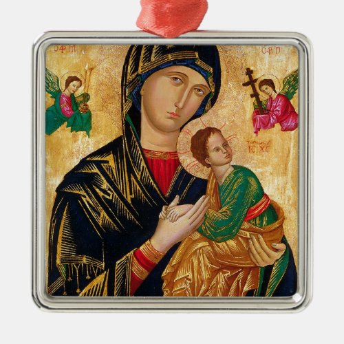 Our Lady of Perpetual Help Icon Virgin Mary Art Metal Ornament