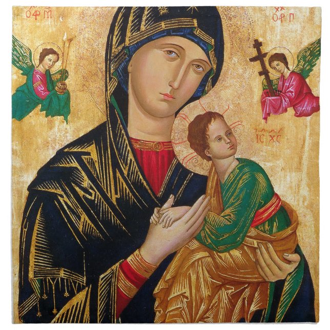 Our Lady of Perpetual Help Icon Virgin Mary Art Napkin (Front)