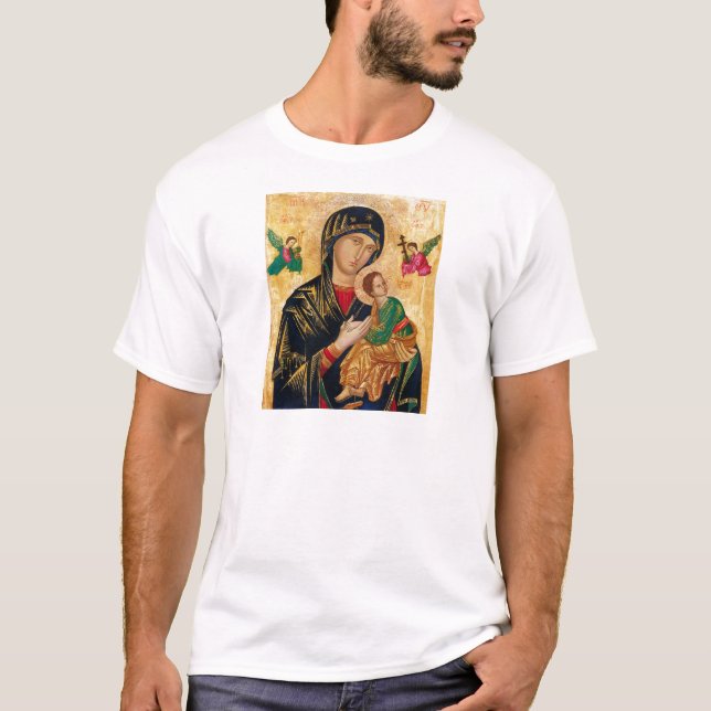 Our Lady of Perpetual Help Icon Virgin Mary Art T-Shirt (Front)