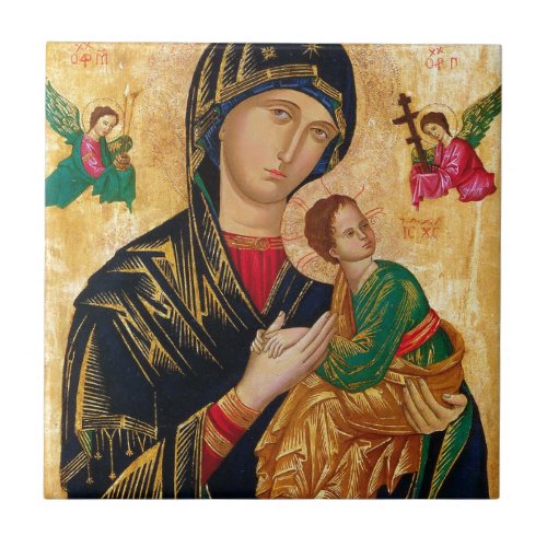 Our Lady of Perpetual Help Icon Virgin Mary Art Tile