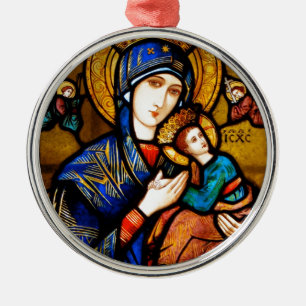 our lady of perpetual help metal ornament