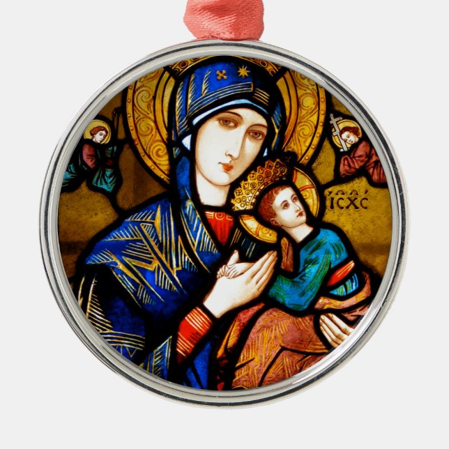 our lady of perpetual help metal ornament (Front)