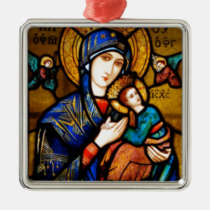 our lady of perpetual help metal ornament