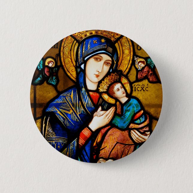 our lady of perpetual help pinback button (Front)