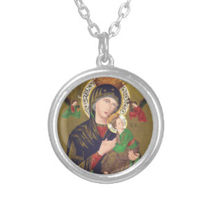 Our Lady of Perpetual Help Silver Plated Necklace