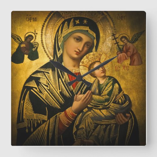 Our Lady of Perpetual Help Square Wall Clock