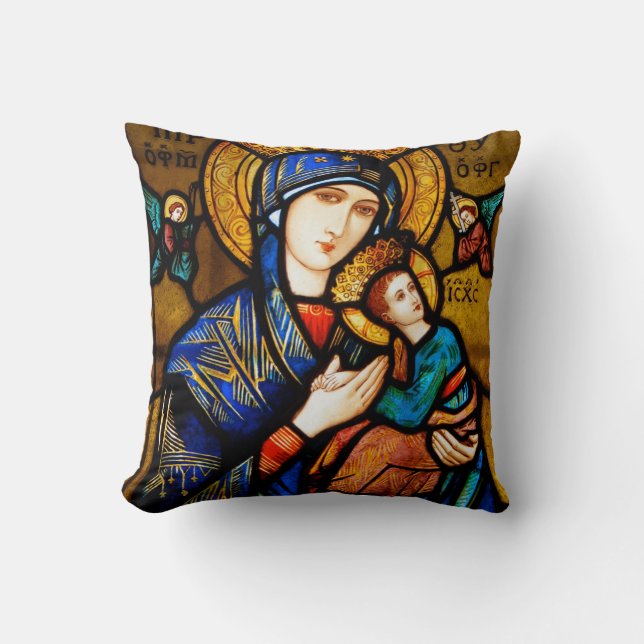 our lady of perpetual help throw pillow (Front)