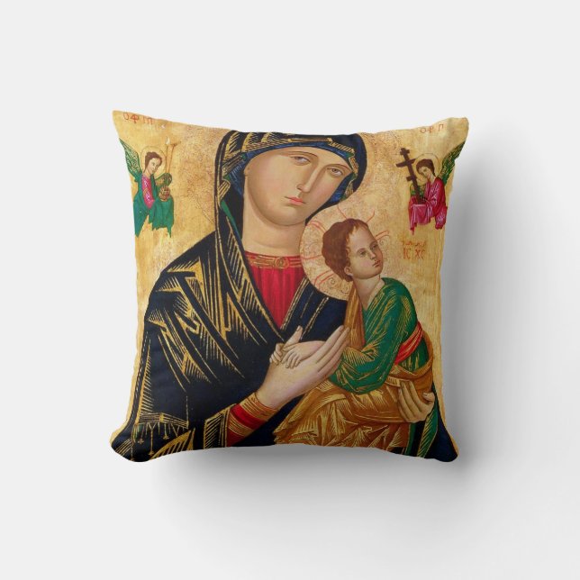 Our Lady of Perpetual Help Throw Pillow (Front)