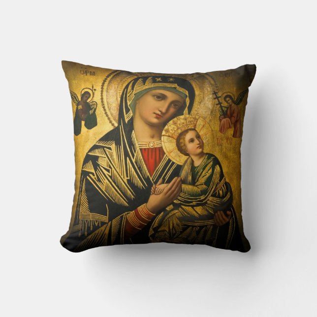 Our Lady of Perpetual Help Throw Pillow (Front)