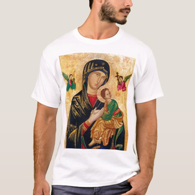 Our Lady of Perpetual help Virgin Mary Icon Russia T-Shirt (Front)