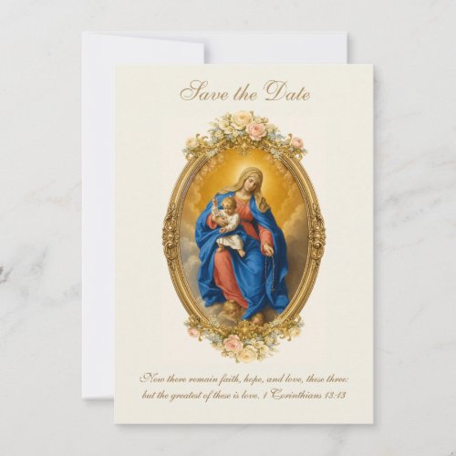Our Lady of Pompei Catholic floral Save The Date