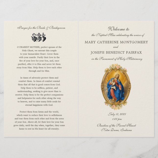 Our Lady of Pompei Latin Mass Wedding Program (Front)