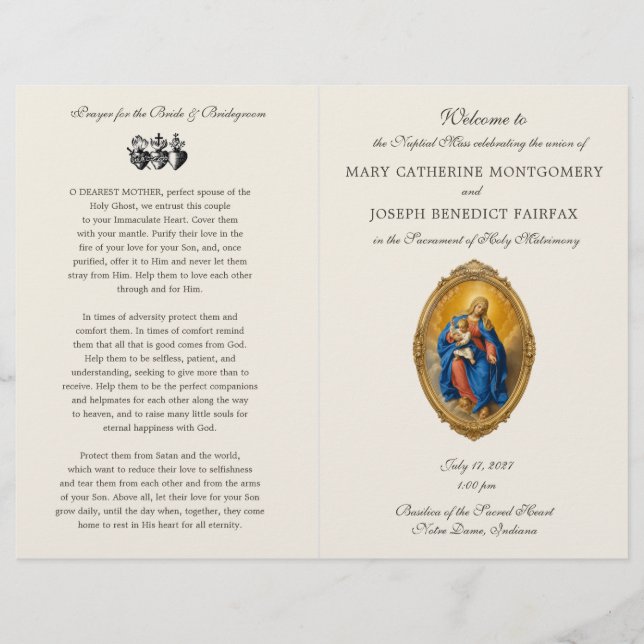 Our Lady of Pompei Latin Mass Wedding Program (Front)