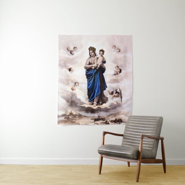 Our Lady of Prompt Succor BW Tapestry (In Situ)