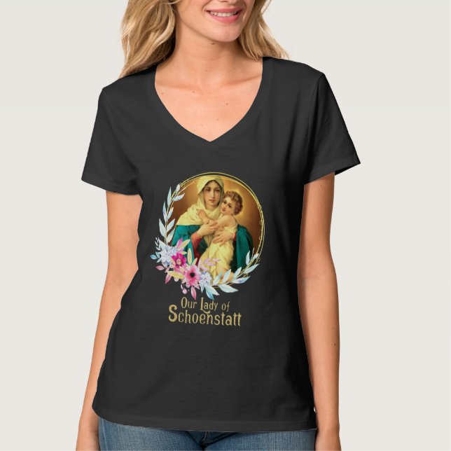 Our Lady Of Schoenstatt Mother Mary Thrice Admirab T-Shirt (Front)