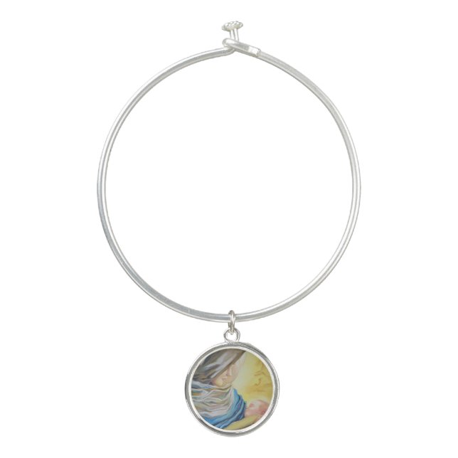Our Lady of Silence holding baby Jesus Bangle Bracelet (Front)