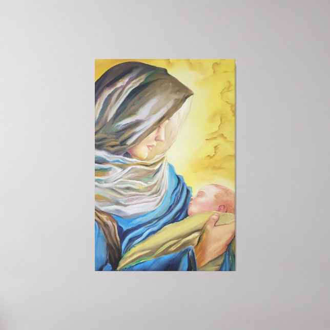 Our Lady of Silence holding baby Jesus Canvas Print (Front)
