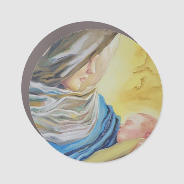 Our Lady of Silence holding baby Jesus Car Magnet (Front)