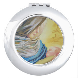 Our Lady of Silence holding baby Jesus Compact Mirror