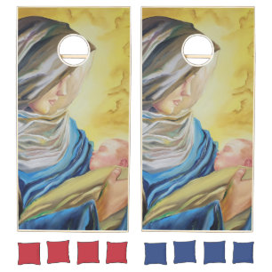 Our Lady of Silence holding baby Jesus Cornhole Set