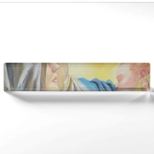 Our Lady of Silence holding baby Jesus Desk Name Plate