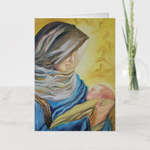 Our Lady of Silence holding baby Jesus Foil Greeting Card