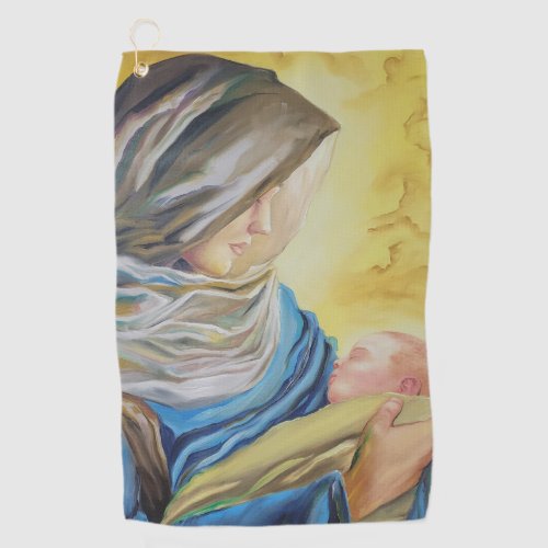 Our Lady of Silence holding baby Jesus Golf Towel