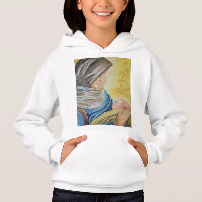 Our Lady of Silence holding baby Jesus Hoodie (Front)