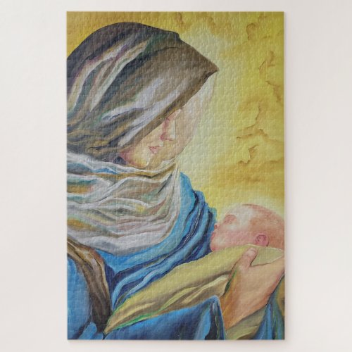 Our Lady of Silence holding baby Jesus Jigsaw Puzzle