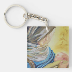 Our Lady of Silence holding baby Jesus Keychain