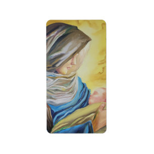 Our Lady of Silence holding baby Jesus Label