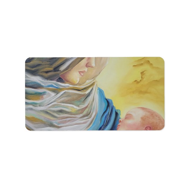 Our Lady of Silence holding baby Jesus Label (Front)