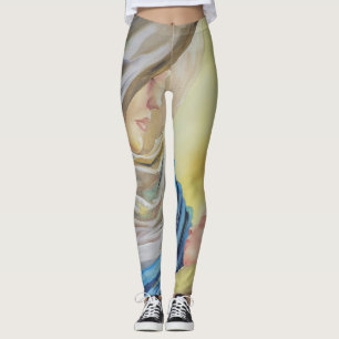 Our Lady of Silence holding baby Jesus Leggings