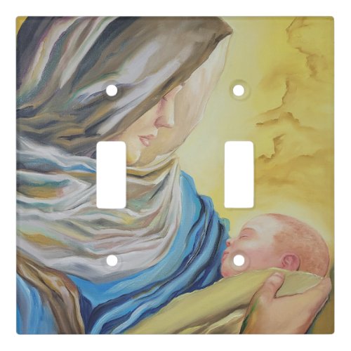 Our Lady of Silence holding baby Jesus Light Switch Cover