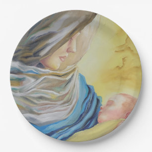 Our Lady of Silence holding baby Jesus Paper Plates
