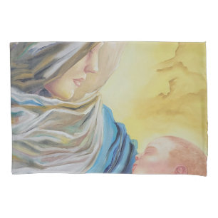 Our Lady of Silence holding baby Jesus Pillow Case