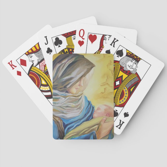Our Lady of Silence holding baby Jesus Poker Cards (Back)