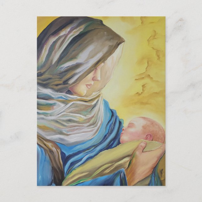 Our Lady of Silence holding baby Jesus Postcard (Front)