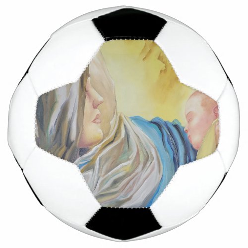 Our Lady of Silence holding baby Jesus Soccer Ball