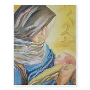 Our Lady of Silence holding baby Jesus Temporary Tattoos