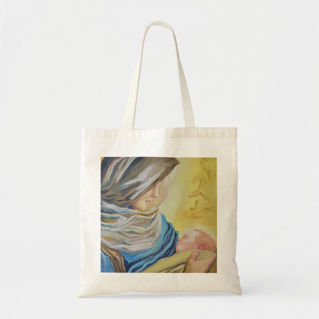 Our Lady of Silence holding baby Jesus Tote Bag (Front)