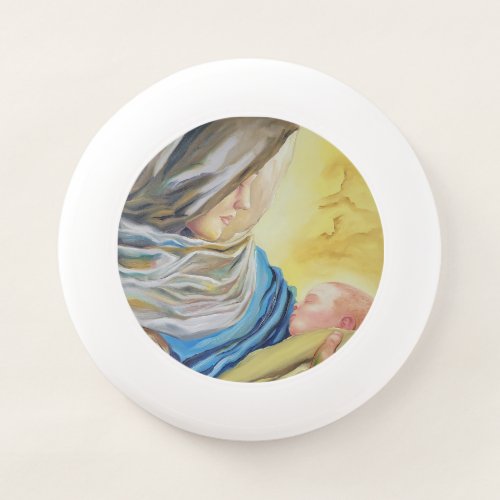 Our Lady of Silence holding baby Jesus Wham_O Frisbee