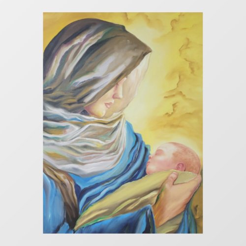 Our Lady of Silence holding baby Jesus Window Cling