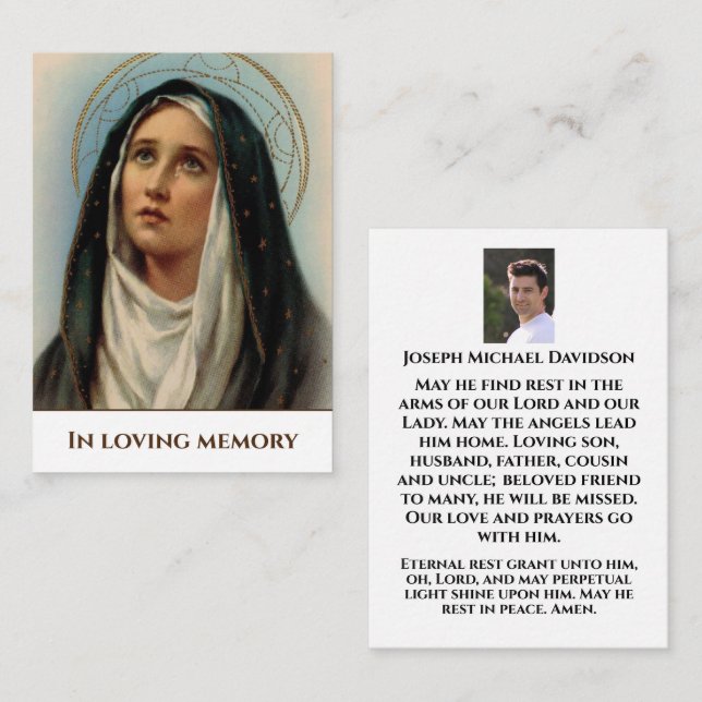 Our Lady of Sorrows Memorial Prayer Card (Front/Back)