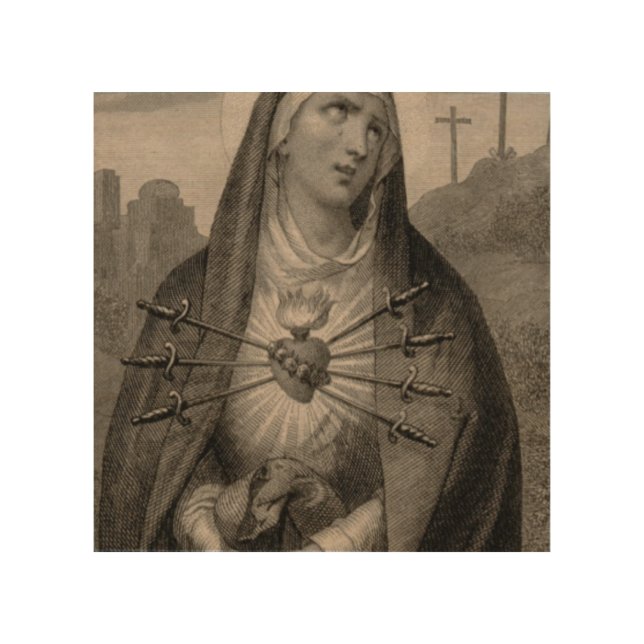 Our Lady Of Sorrows Painting Wood Wall Art (Front)