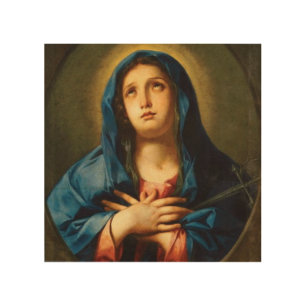 Our Lady Of Sorrows Portrait Wood Wall Art