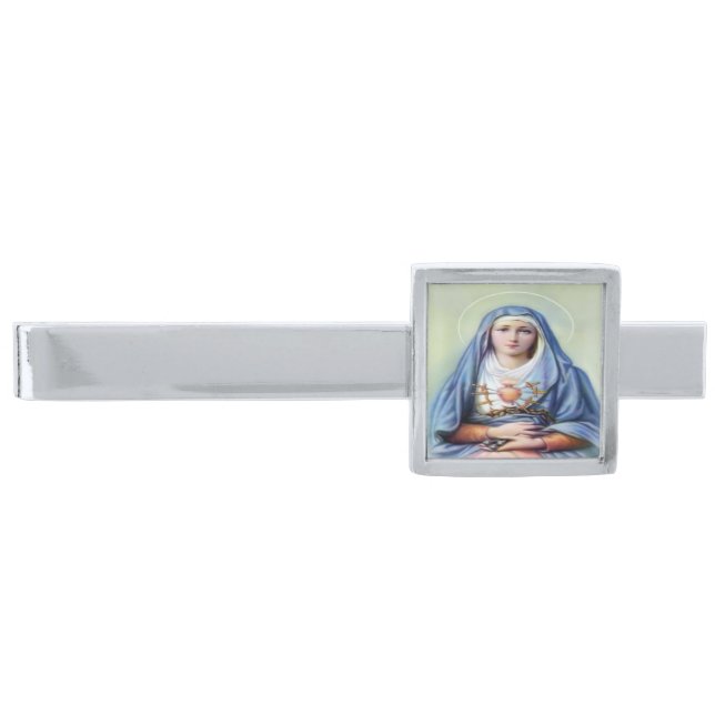 Our Lady of Sorrows Silver Finish Tie Bar (Front)